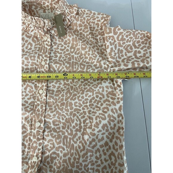 J.Crew Button Up Shirt 2 Leopard Womens Classic Ruffled Collard New NWT $89.50 - Picture 8 of 10